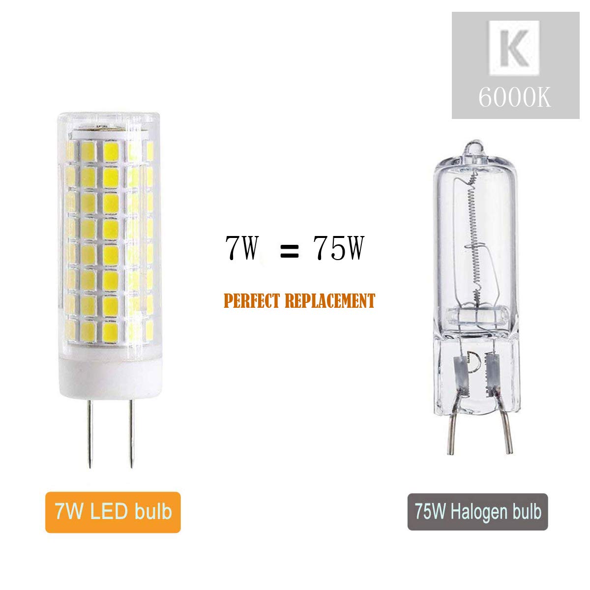 Syxkj G8 Led Bulb 7W Ac120V 750Lm Bi-Pin Base 2 Pack White 6000K Ceramic