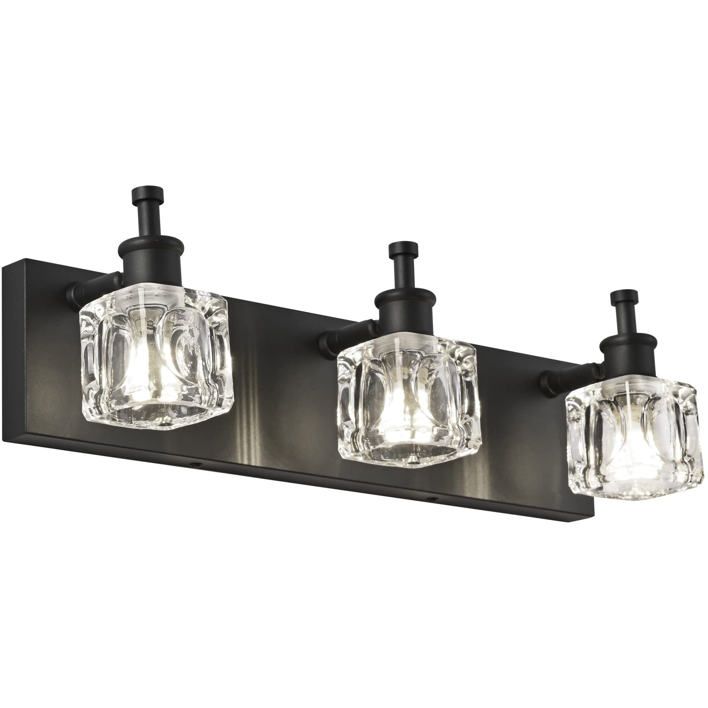 PRESDE Black Crystal Bathroom Light Fixtures, 3-Light Vanity Lighting, Metal Matt Black, Model HU-XI-201