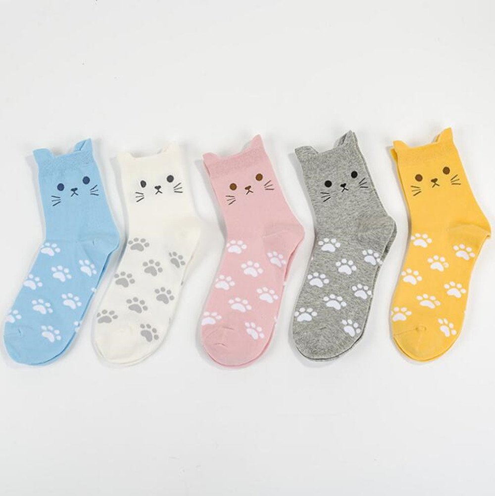 Losa Kute Womens Crew Socks for Women Cute birthday Cats Gifts boot Funny Fun Cotton Girls Cat Ladies Novelty crazy girlfriend gift Sock Size 7-9 Women's Dress Long Soft Cotton Socks X1-catear906