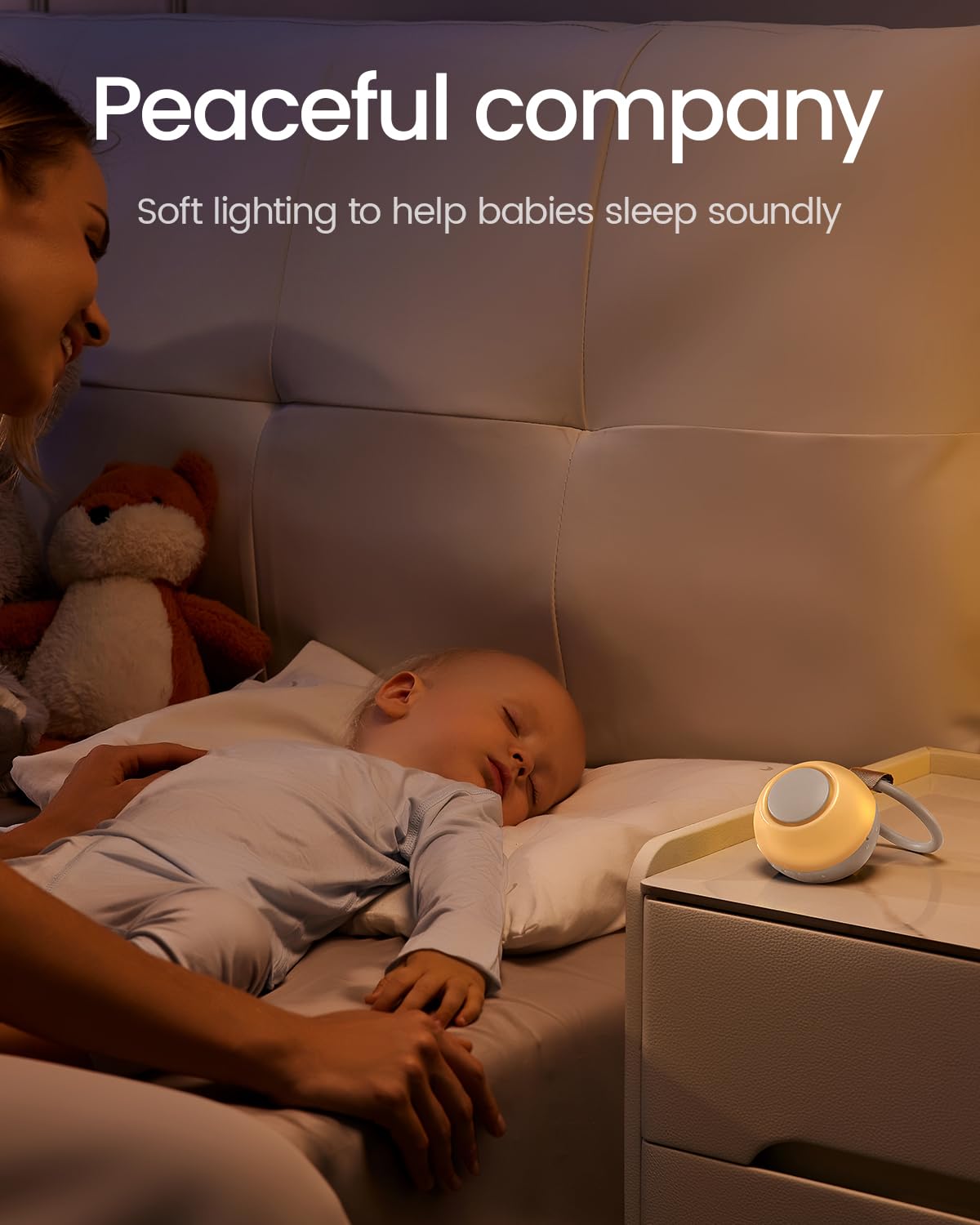 CHICWAY 2026 Mom's Choice Awards, Portable Sound Machine for Baby Adult, AI Cry Detection, 18 Soothing Sound, Bluetooth Rechargeable White Noise Machine for Home Office Travel, Nursery Light, Gray