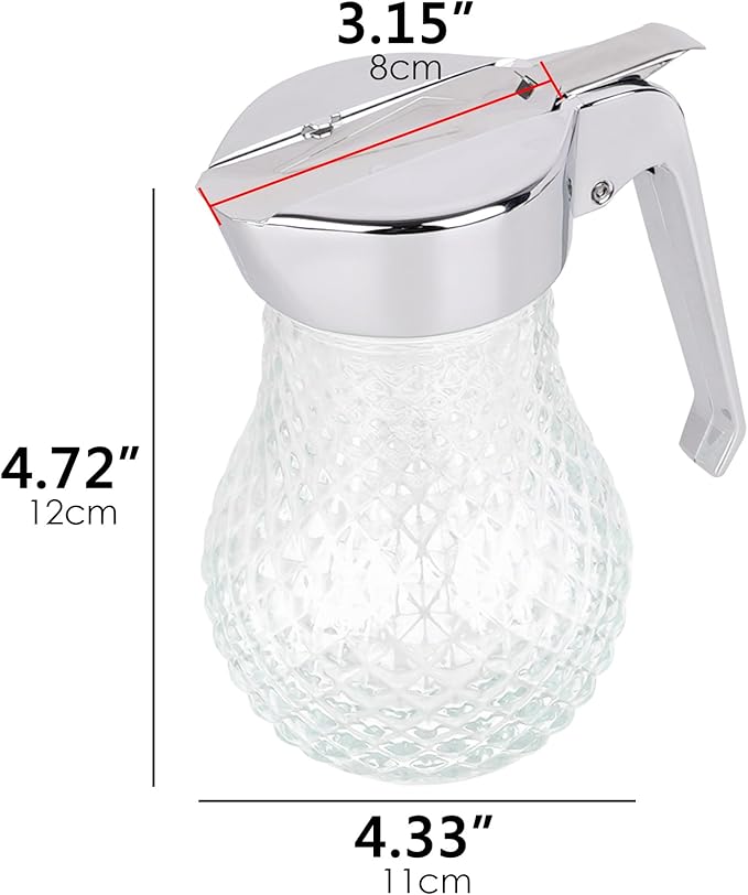 8.45 Oz Syrup Dispenser, Oil Dispenser Bottle with Non-Slip Handle, Reusable Syrup Bottle for Kitchen, No-Drip Pourers for Maple Syrup, Honey, Sirop (Transparent)