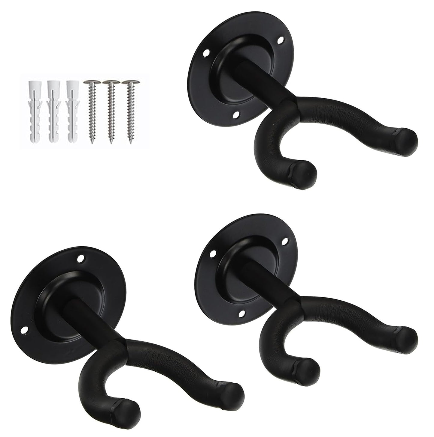 5 Core Guitar Wall Mount, Black V-Shaped Secure And Sturdy Hanger - 3 Pieces Holder For Acoustic, Electric, Bass, Mandolin - Wal