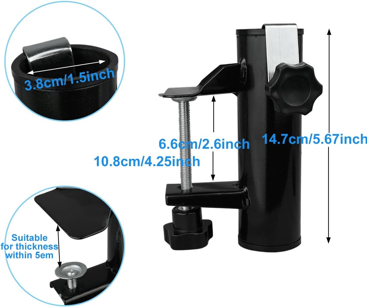 Cunguv Umbrella Clamp Stand Holder Outdoor Heavy Duty Umbrella Mount Clip Black