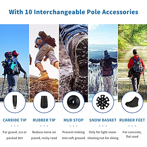 Aihoye Trekking Hiking Poles - 2 Pack Adjustable Walking Sticks, Collapsible Lightweight Aluminum 7075, Hiking Sticks with...