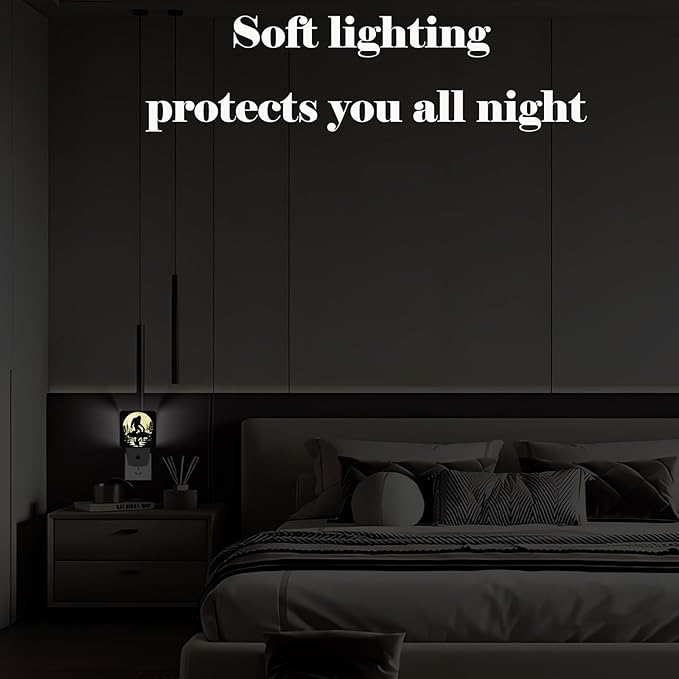 Big Foot Forest Moon Night Light,Plug-in Nightlights Auto Sensor Night Lamp Dusk-to-Dawn Lamp Home Decor for Nursery Children Girls Boys