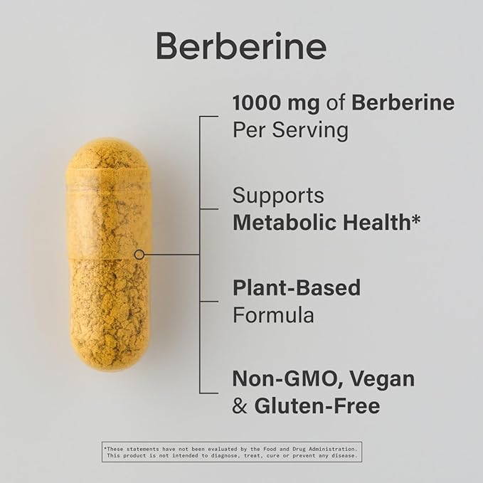 Sports Research Berberine - Herbal Ayurvedic Metabolic Health Support - 500mg - 120 Capsules - Vegan Certified, Gluten-Free, Non-GMO