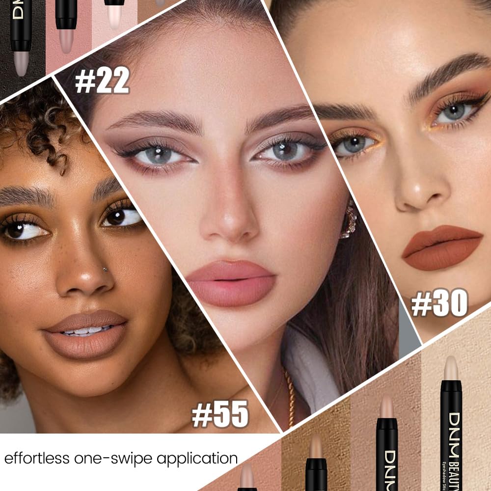 Kaely 8Pcs Cream Eye Shadow Sticks Set, Matte Eyeliner Pencil Eyeshadow Palette Makeup, Eye Highlighter Brightener Stick for Old