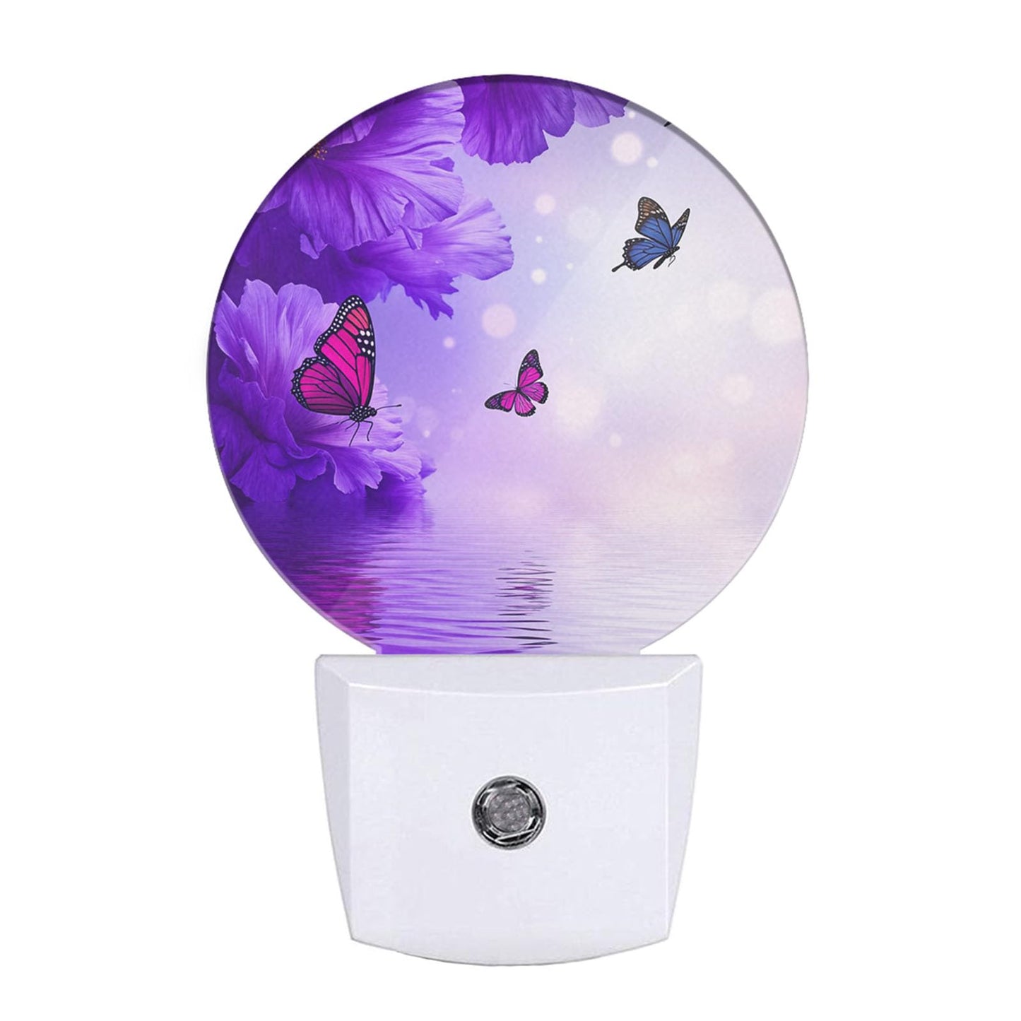 Ekobla Flower Butterfly Night Light - Purple Led Wall Plug-In Nightlights With Auto Sensor  Dusk To Dawn Lighting For Bedroom & Nursery (0.5W Sleep-Friendly Glow)