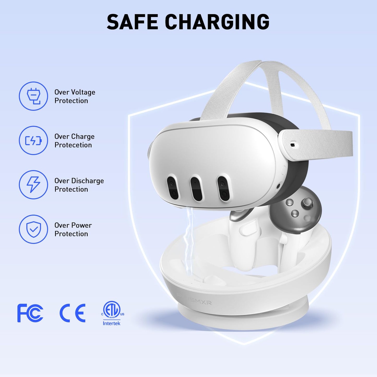 PRISMXR Charging Dock Compatible with Meta Quest 3 Accessories Fast Charging Station for Quest3 and Controllers with 2 Rechargeable Batteries (Carina D1)