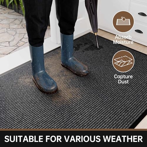 Futurwit Front Door Mat, 48" x 36" Heavy Duty Indoor Outdoor Doormat, Non-Slip, Rubber Backing Low Profile, Welcome Commer...