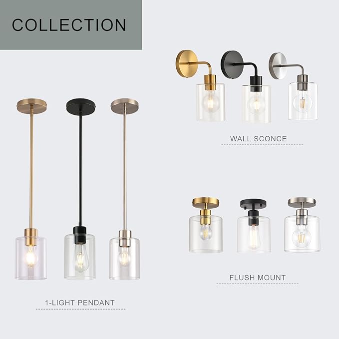 Brushed Nickel Pendant Lights Kitchen Island - Clear Glass Pendant Light Fixture Multiple Stems Rods 3 Units 12 Inch 3 Units 4 Inch (3 Pack Brushed Nickel)
