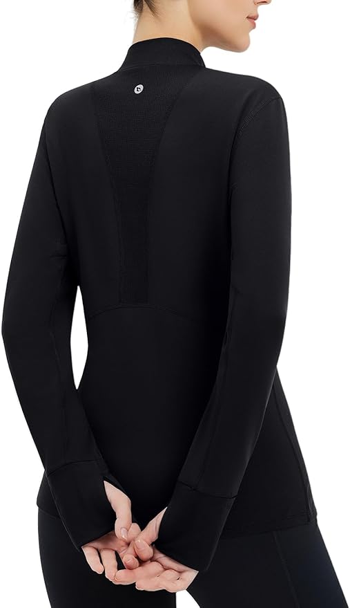 baleaf Thermal Shirts for Women Long Sleeve Turtleneck Tops Fleece Lined Base Layer with Thumb Hole Cold Weather Winter Gear