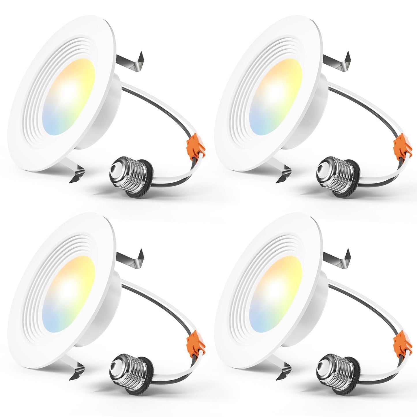 Amico 4 Pack 4 Inch 5Cct Led Recessed Lighting  Dimmable  8.5W=60W  650Lm  2700K/3000K/4000K/5000K/6000K Selectable  Retrofit Can Lights With Baffle Trim  Ic Rated - Etl & Fcc  White