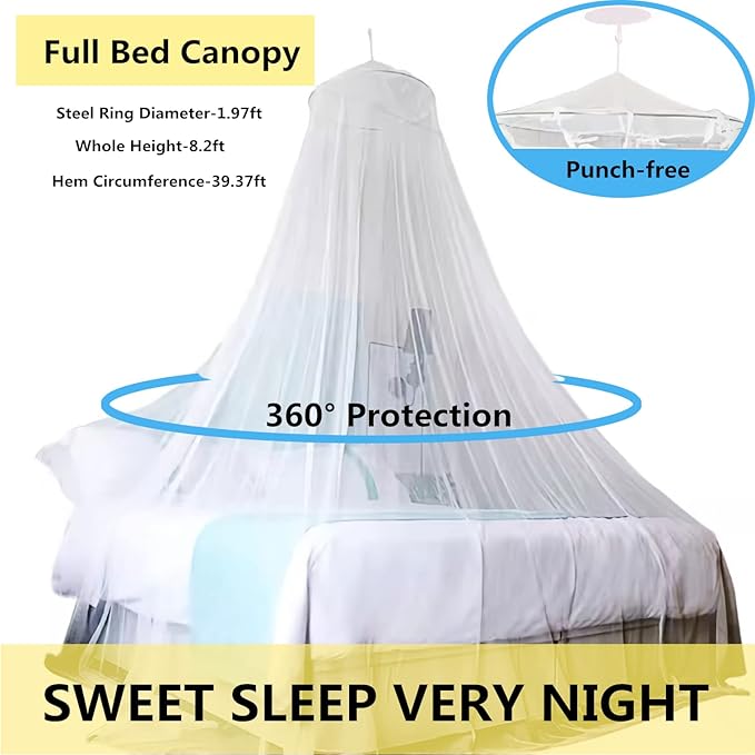 Eimilaly Bed Canopy Mosquito Net, Bed Canopy for Girls Room Decor - Insect Protection Hanging Canopy for Adults, Babies, Outdoor Camping, Purple/Single Door
