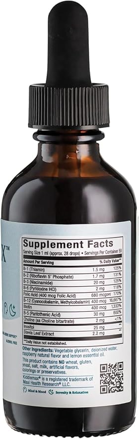 Maxi Health Raspberry Liquid Vitamin B Complex, Supplement with Vitamin B12 - Sublingual B Drops with B1 B2 B3 B5 B6 Biotin Folic Acid, For Energy & Brain Function - 2 fl. Oz, Black Pillbox