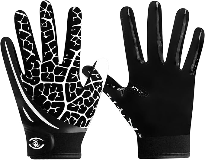 WATSAVPUP Youth Football Gloves Kids Silicone Grip Sports Receiver Gloves with Super Stick Ability for Enhanced Game Exper...