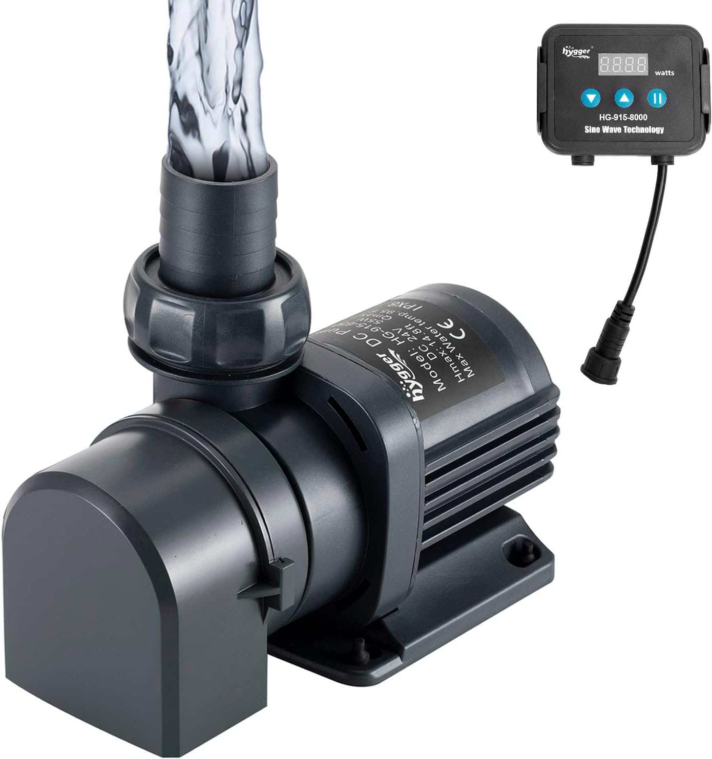 Hygger 2120GPH Quiet Submersible and External 24V Water Pump, with Controller (30%-100% Settings), Powerful Return Pump for Fish Tanks, Aquariums, Ponds, Fountains, Sump, Hydroponics (65W, 18ft)