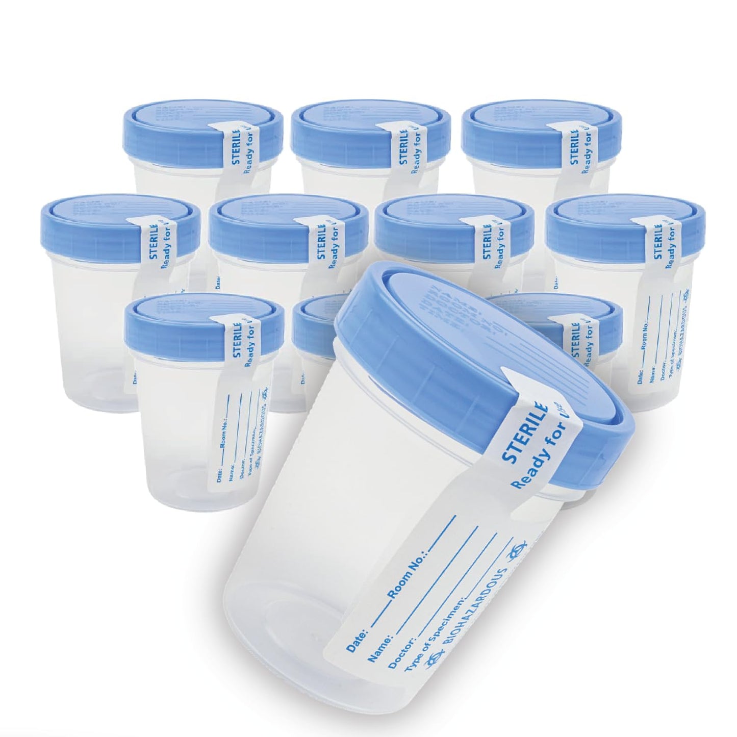 Dealmed Specimen Collection Containers Single Use Urine Specimen Cups, Screw on Leak Resistant Lid, Included ID Label, 4 oz, 10 Count