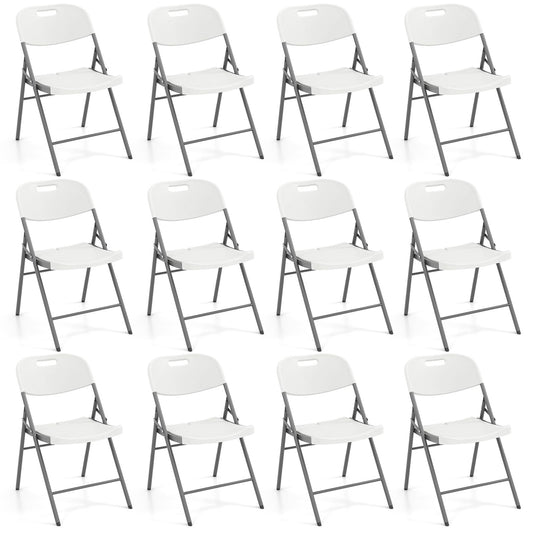 GOFLAME 12 Pack Folding Chairs, Heavy Duty Plastic Dining Chairs with Metal Frame, Portable Commercial Seats for Home Office, Indoor Outdoor Dining, Wedding, Party, Patio