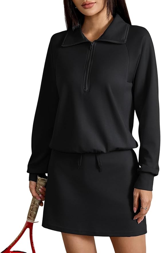KateModa Women's 2 Piece Skirt Sets Half Zip Sweatshirt Matching Set Athletic Tennis Skorts Tracksuit Lounge Outfits