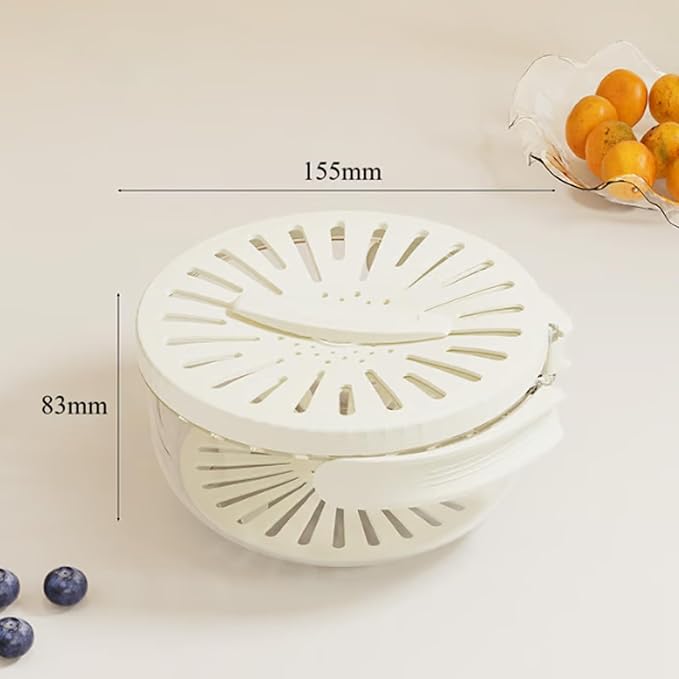 Draining and Preservation Basket, 2-in-1 Draining and Preservation Basket: Simplify Washing & Storing, Multifunctional Fruit Washing Bowl, Fruit Washing Baskets (Brown 1pcs, Big)