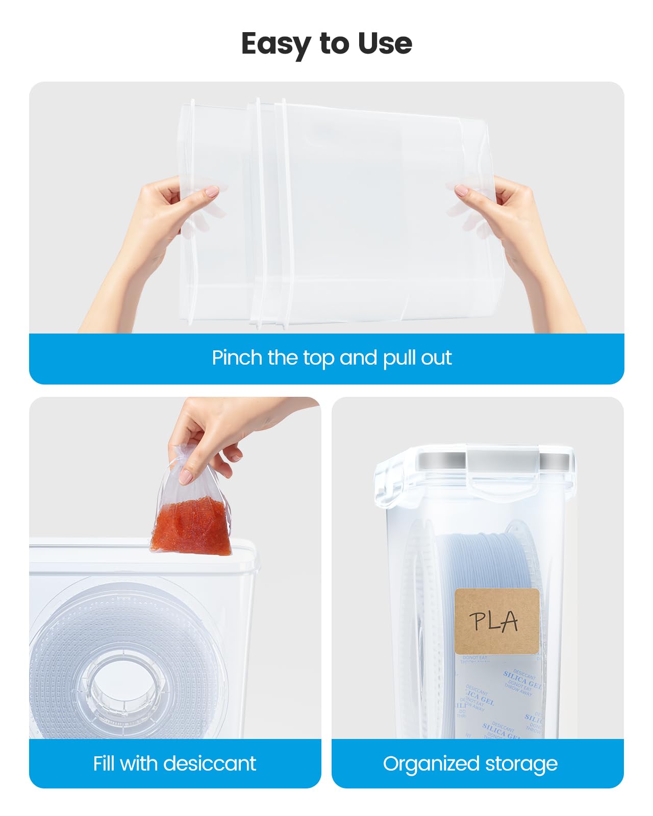 YOOPAI Filament Storage Box - 6 Pack Filament Container for 3D Printing Sealing and Protection - Portable Storage Box with Desiccants&Label for Home&Office,Water-Proof and Dust-Proof 4.0L(9.03*8*3)