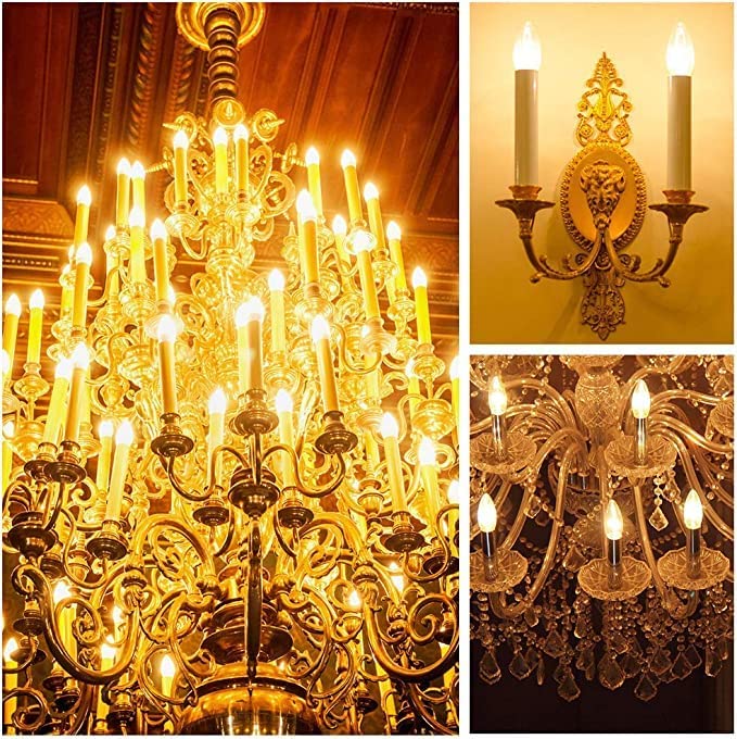 Energetic Led Candelabra Bulbs, Dimmable 60W Equivalent, Soft White 2700K, E12 Base, Glass, 24 Pack