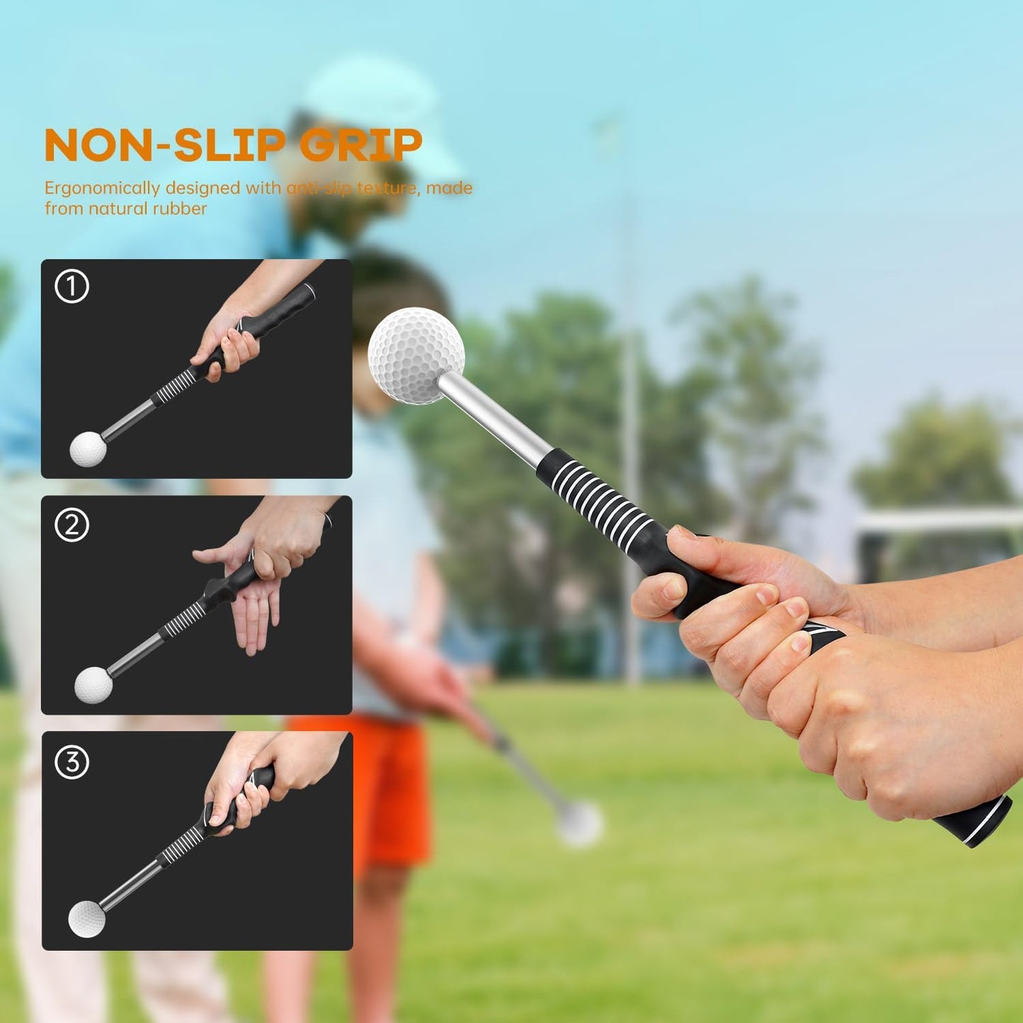 Retractable Golf Swing Trainer,Warm-Up Golf Training Aid,Golf Grip Trainer,Right-Handed Strength & Tempo Training for Chipping Hitting,Golf Accessories for Men