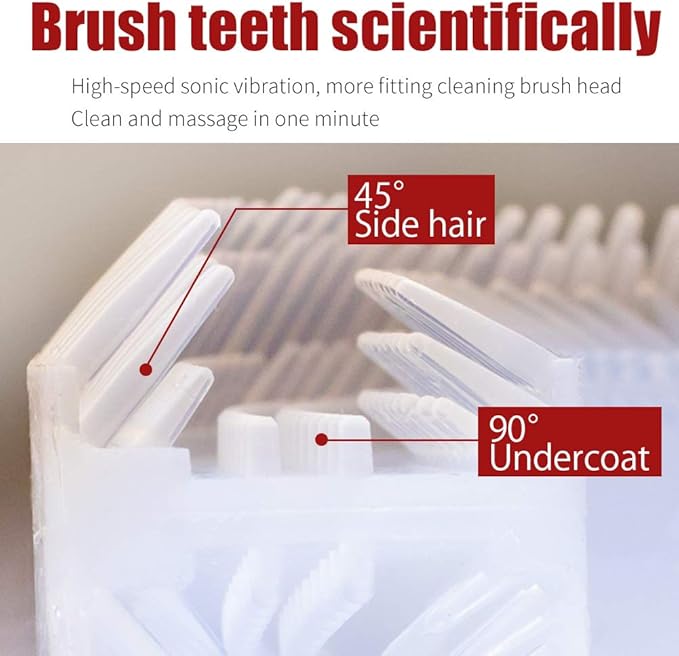 Ultrasonic Toothbrush for Adults - Automatic Electric Toothbrush with Soft Bristles Rechargeable Portable Waterproof Design 30s Timer, Wireless Charging Dual-Use for Travel & Home (White)