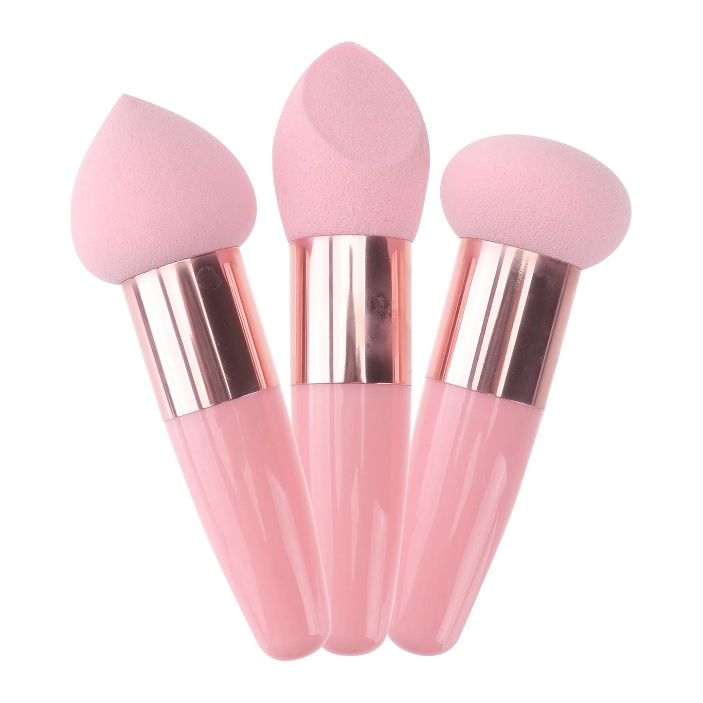 SHERCHPRY 3Pcs Makeup Sponge Brush, Makeup Blender Sponges for Foundation, Professional Purple Make Up Sponge with Handle, Cosme