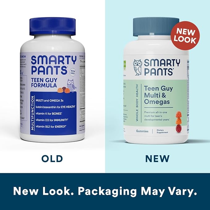 SmartyPants Gummy Multivitamin for Women 50 and Over: Omega 3 Fish Oil (EPA/DHA), Methylfolate & Teen Guy Multivitamin Gummies: Omega 3 Fish Oil (EPA/DHA), Vitamin D3, C, Vitamin B12
