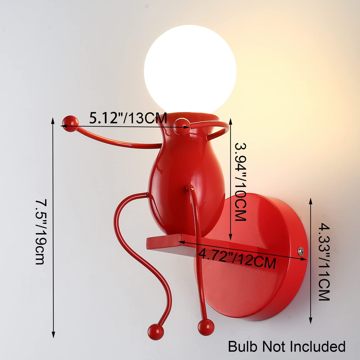 SOUTHPO LED Wall Light Fixture, Metal Iron, Red, Seesaw Single Size, Modern Cartoon Design for Kids Room Decor