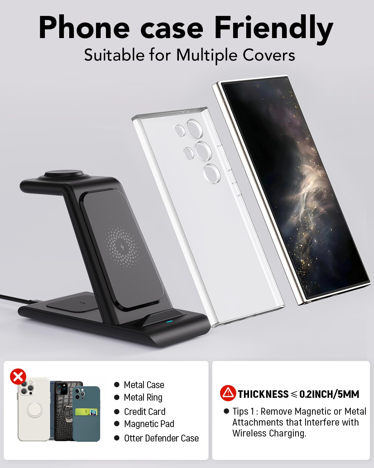 3 In 1 Wireless Charging Station For Samsung Wireless Charger For Galaxy Watch 8/7/6/5/Pro, Galaxy S25/Edge/Ultra/S25+/S24/S23/N