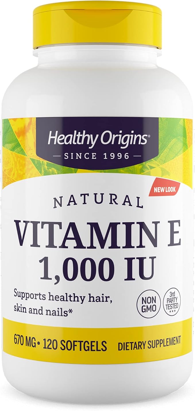 Healthy Origins Vitamin E 1,000 IU (Natural, IP Non-GMO), 120 Softgels