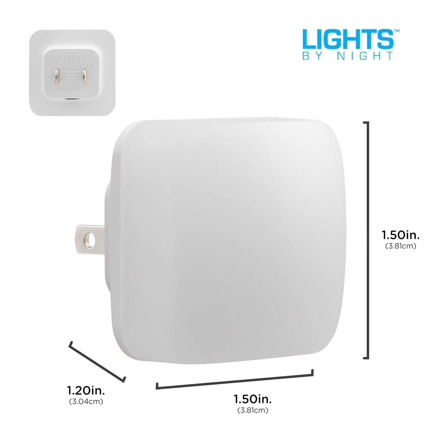 Lights By Night Mini Square Led Night Light  Plug-In  Dusk To Dawn Sensor  Compact  Ambient Lighting  For Kids Or mature-themeds  Bedroom  Bathroom  Nursery  Hallway  2 Pack  82487