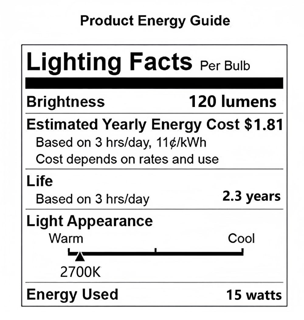 Wokhok Himalayan Salt Lamp Bulbs, 15 Watt C7 Incandescent, 12-Pack, E12 Socket