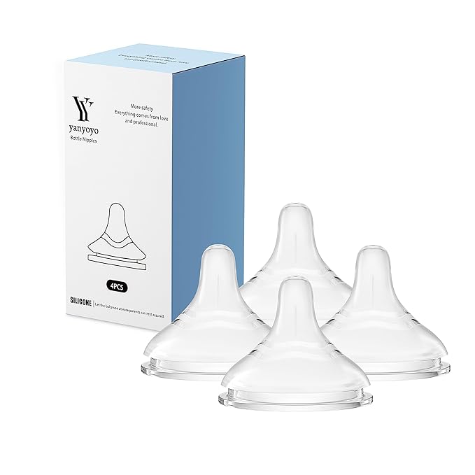 Silicone Bottle Nipple, Anti Colic Nipples for Baby, Natural Feel, S, 1 Months+, 4 Counts