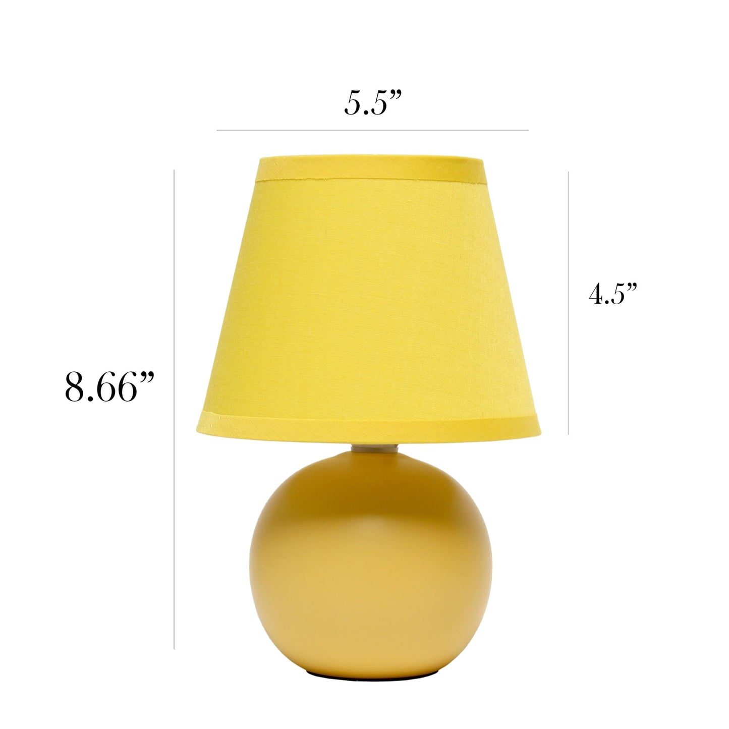 Simple Designs Ceramic Globe Table Lamp, Yellow, Model Lt2008-Ylw, Stylish Home Decor Lighting