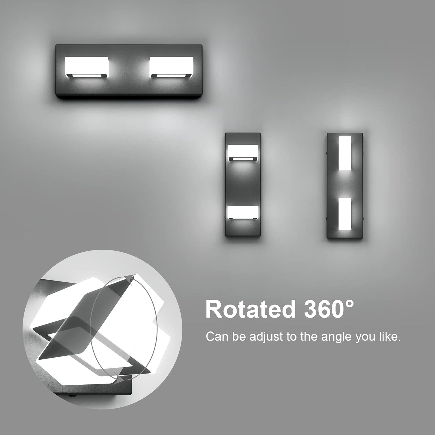 Ralbay 2-Light Black Acrylic Bathroom Vanity Light - Modern Led Wall Fixture