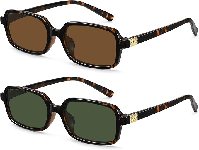 MEETSUN Retro Rectangular Sunglasses for Women Trendy Vintage 90s Small Square Sun Glasses UV Protection