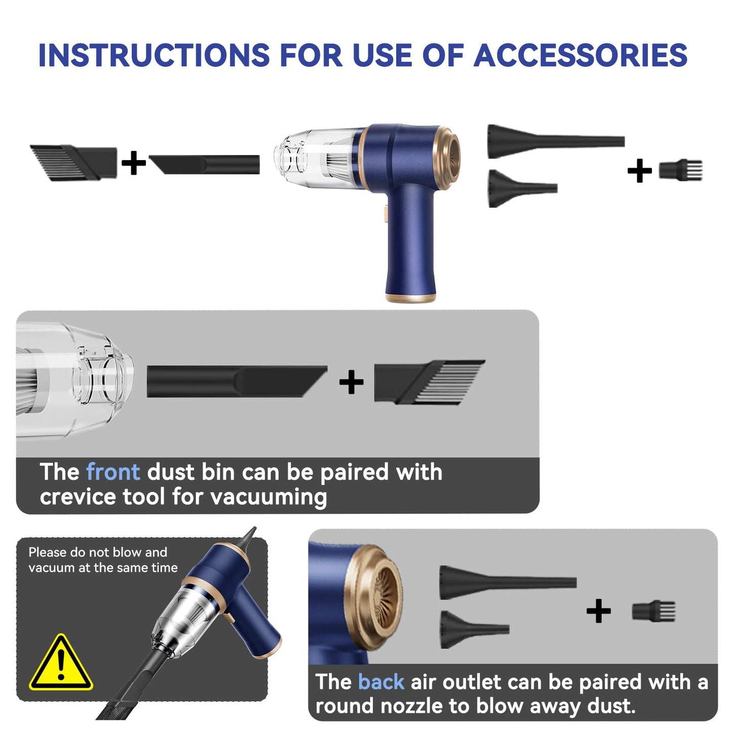 BELIBUY Handheld Car Vacuum Cleaner, Portable Cordless Mini Vacuums with Multi-Nozzles, High Power Dry Hand held Vacuum for Car, Computer, Sofa, Office, Pet, Home