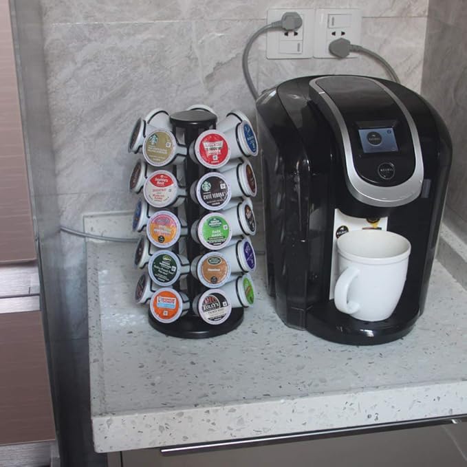 K Cup Holders,K Cup Holder, K Cups Holder,K Cup Carousel, Coffee Pods Holder Storage Organizer Stand (Black, 35 Pods Capacity)