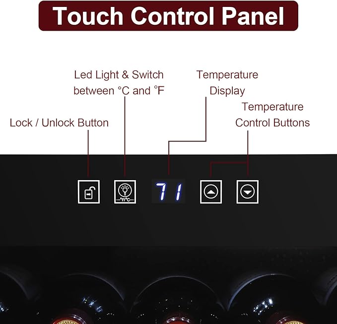 Winado Wine Cooler Refrigerator, 34 Bottle Freestanding Compressor Wine Cooler w/Digital Temp Control, Mini Wine Fridge with Double-Layer Glass Door & Removable Shelves