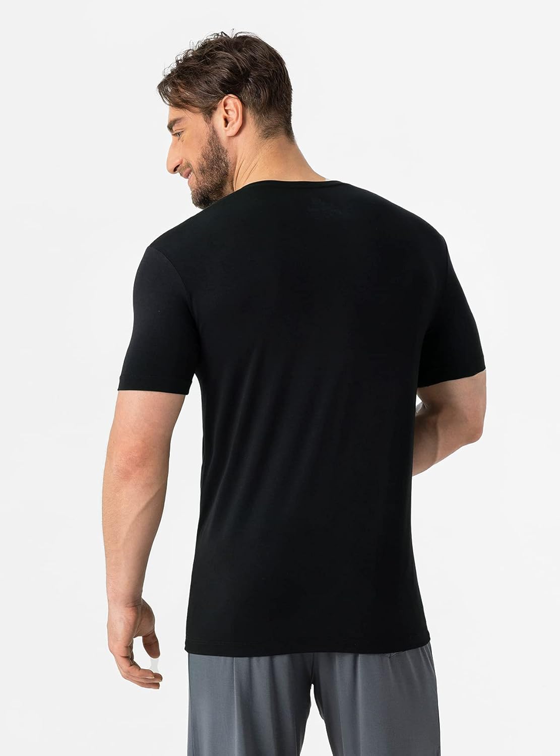 DAVID ARCHY Men's Undershirt Bamboo Rayon Moisture-Wicking V-Neck T-Shirts Stretch Tees for Men, 3 or 5 Pack