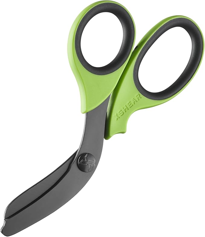 XSHEAR 7.5” Extreme Duty Trauma Shears. Tough and Durable Medical Scissors for the Paramedic, EMT, Nurse or any Emergency Healthcare Provider - Green/Gray
