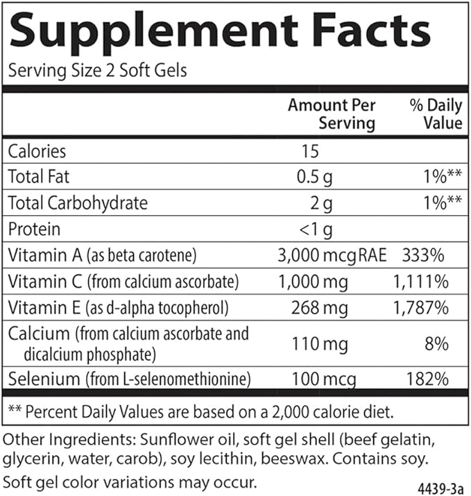 Carlson - ACES, Vitamins A, C, E + Selenium, Cellular Health & Immune Support, Antioxidant, 90 Softgels
