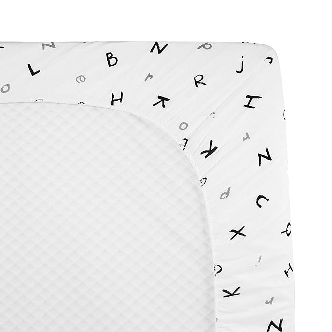 American Baby Company Printed 100% Cotton Knit Fitted Contoured Changing Table Pad Cover/Sheet - Compatible with Mika Micky Bassinet, Alphabet, for Boys and Girls