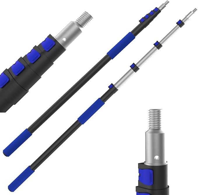 SKGPOLE 26FT Reach Telescopic Extension Pole, 5-19FT Multi-Purpose Extension Pole with Universal Twist-on Metal Tip, Sturd...