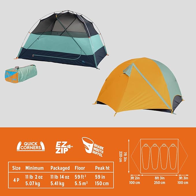 Kelty Wireless Freestanding Car Camping Tent, 2 4 or 6 Person Sleeping Capacity, Two Doors + Two Vestibules, Campground Festival Backyard Shelter, 2022
