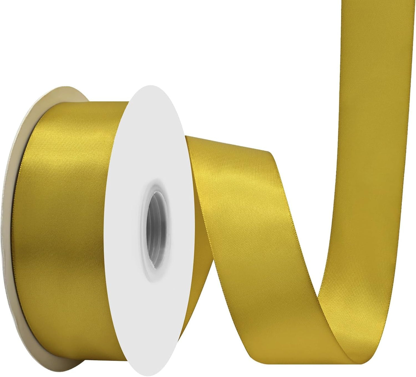 Gold Satin Ribbon 1-1/2" X 50 Yards Solid Color Double Faced Ribbons Perfect for Crafts Wedding Decor Bow Making Arts Sewing and More